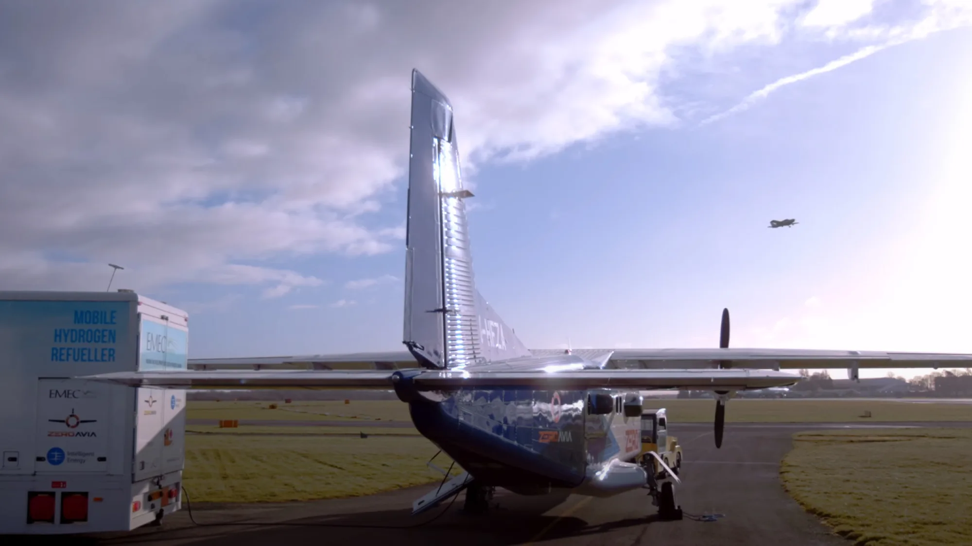 stunning shot of plane heading out for first flight