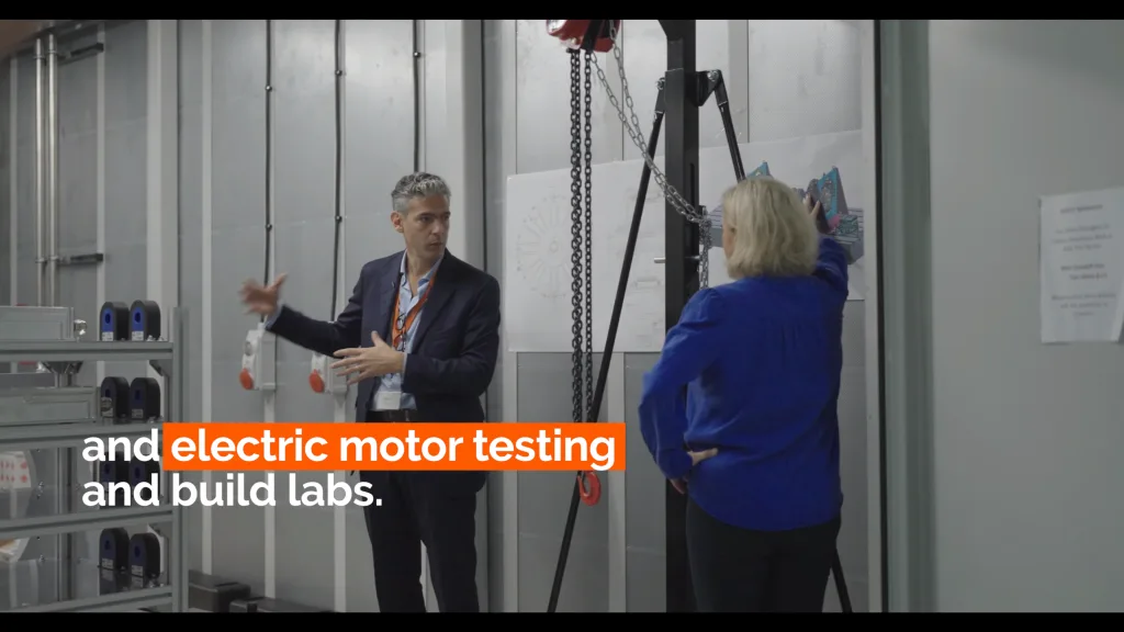 Still from Baroness Vere Visits ZeroAvia film - Floating Harbour film production