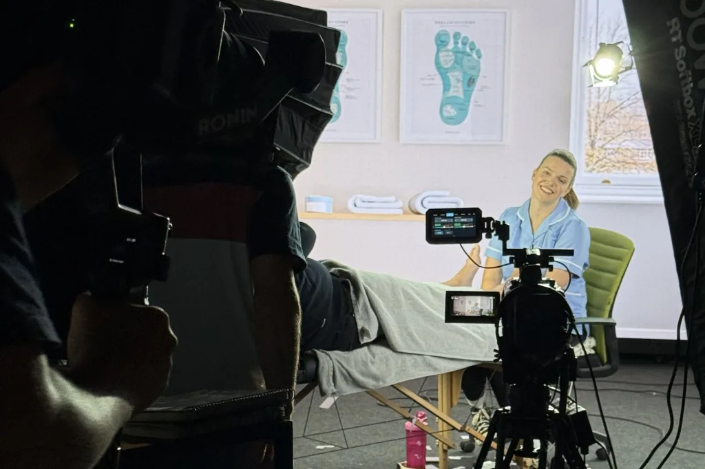 Unreal Engine environment on LED volume at Floating Harbour Bristol."