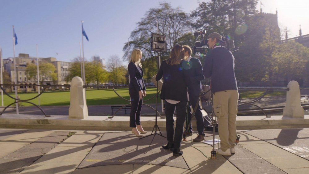 Behind the scenes filming on College Green, Bristol