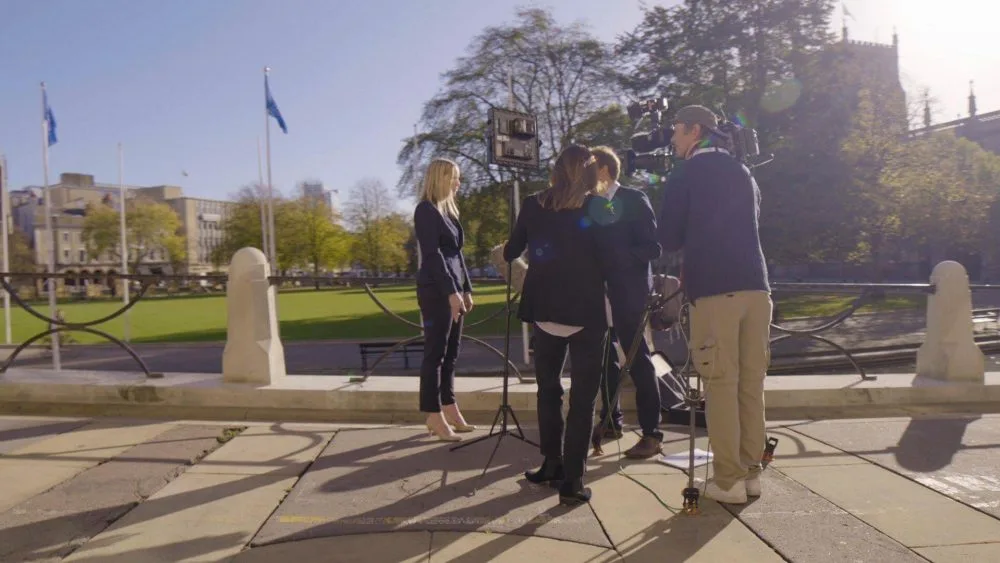 Behind the scenes filming on College Green, Bristol